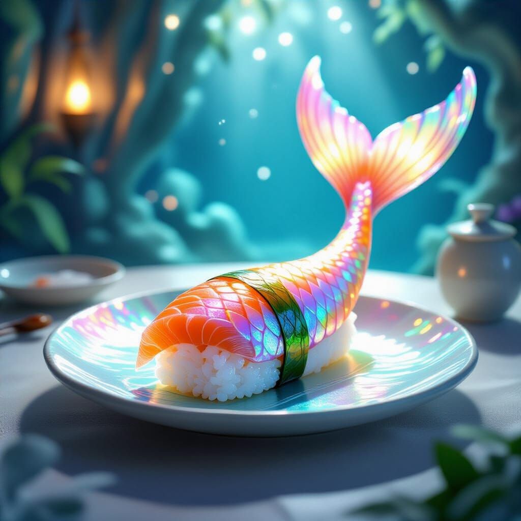 Mermaid Sashimi Served in a Whimsical Fantasy Restaurant