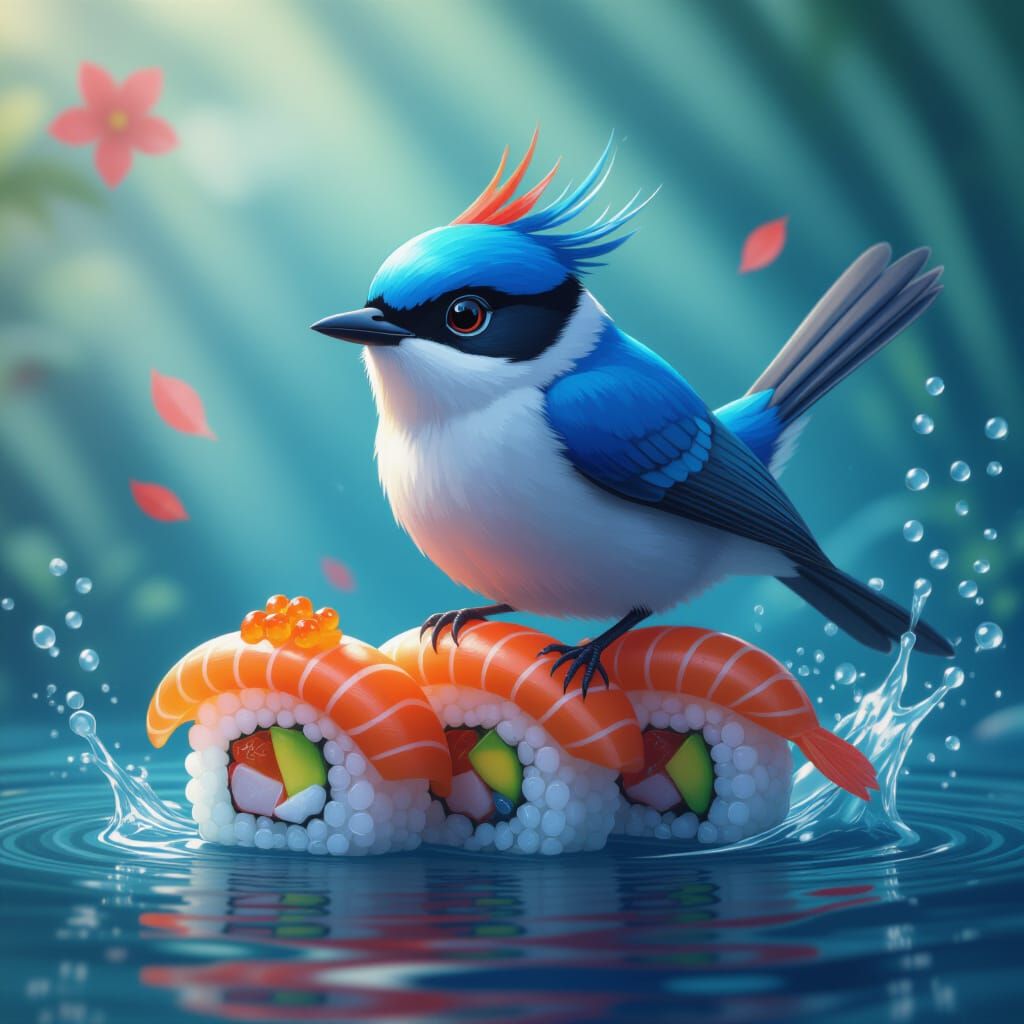 Sushi Bird Photographing with Camera: Detailed Matte Paintin...