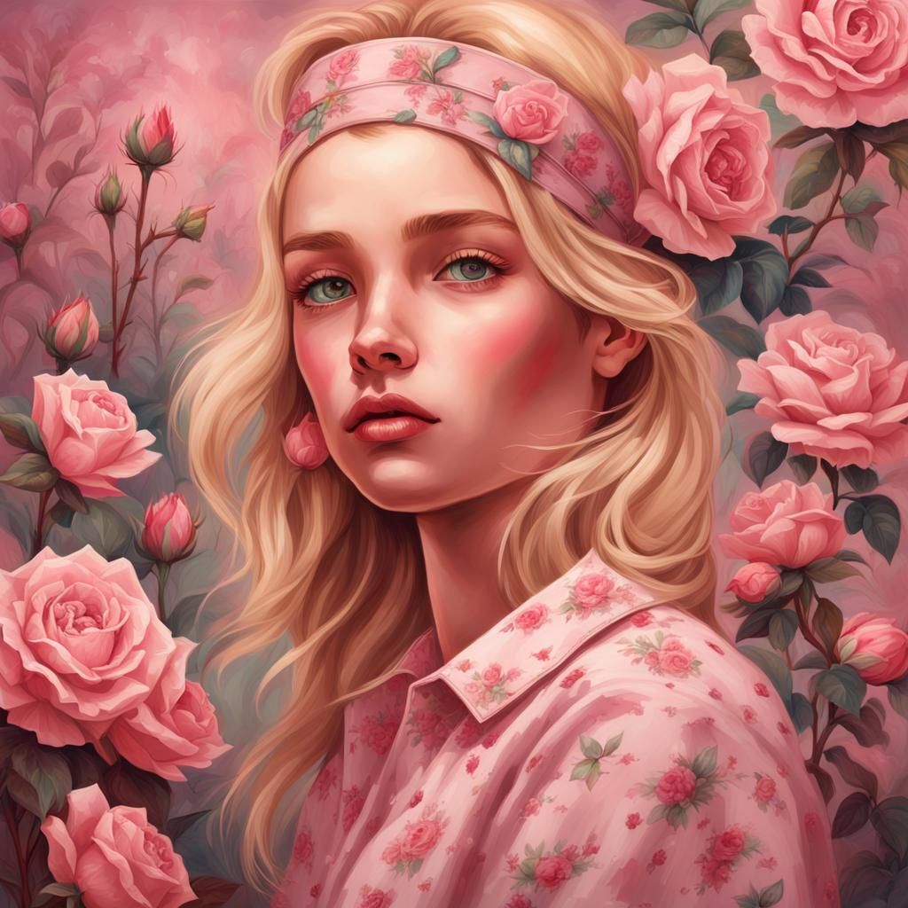 dressed like a princess, covered in roses