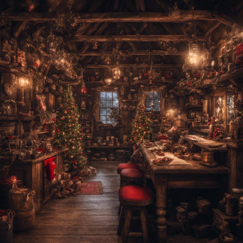 Hyperrealistic Santa's Workshop in Cinematic Lighting