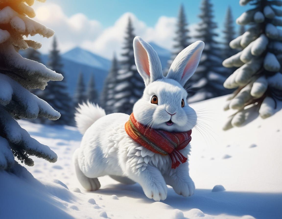 Joyful Winter Wonderland Scene in Whimsical Style