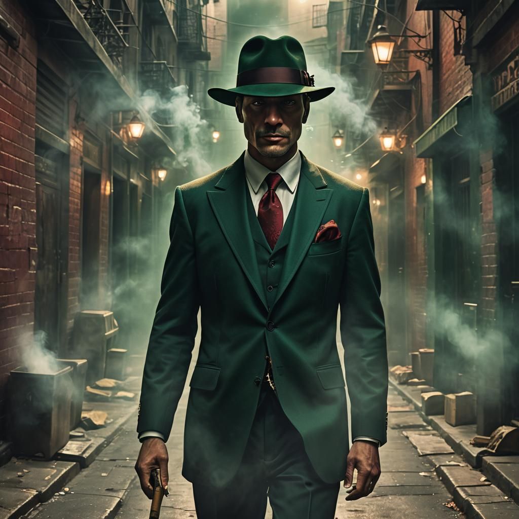 Cow Mafia Boss in Dimly Lit Alleyway