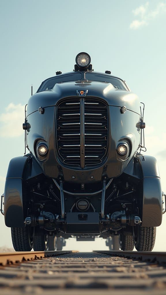 Futuristic Dodge Challenger Locomotive Hybrid: Front View