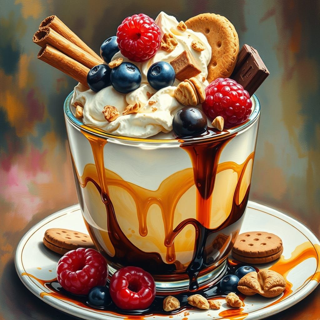 Hyperrealistic Caffe Affogato Dessert in Surreal Style