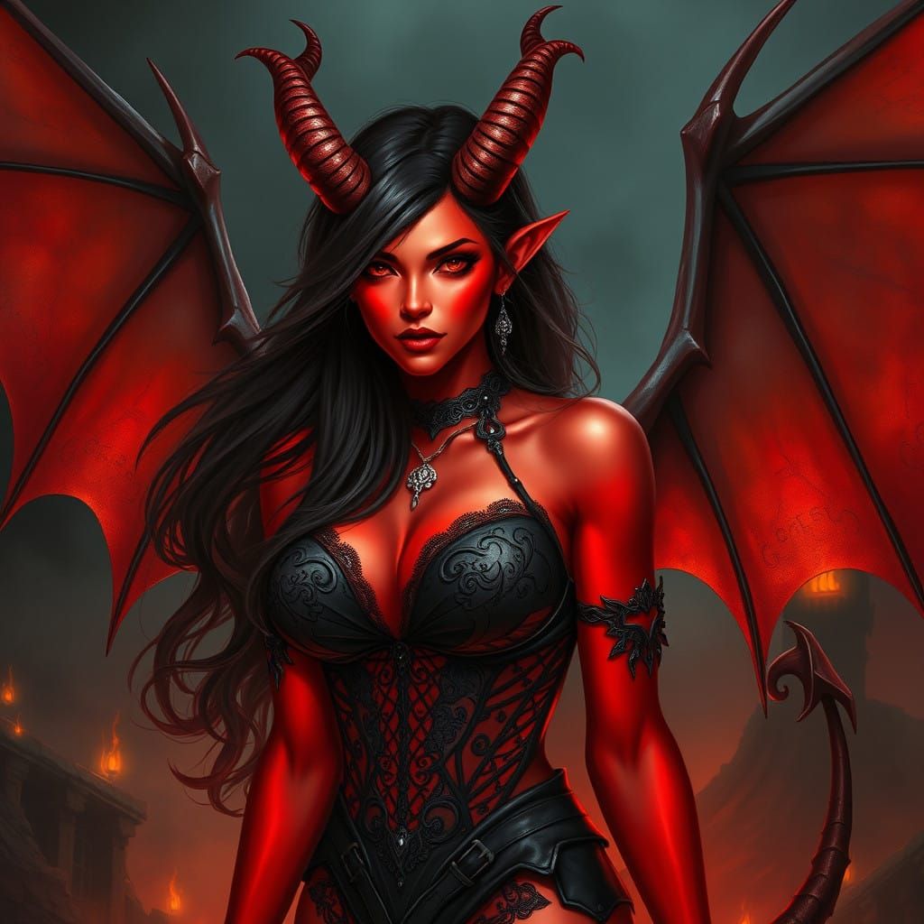 Sultry Succubus in Dark Infernal Realm