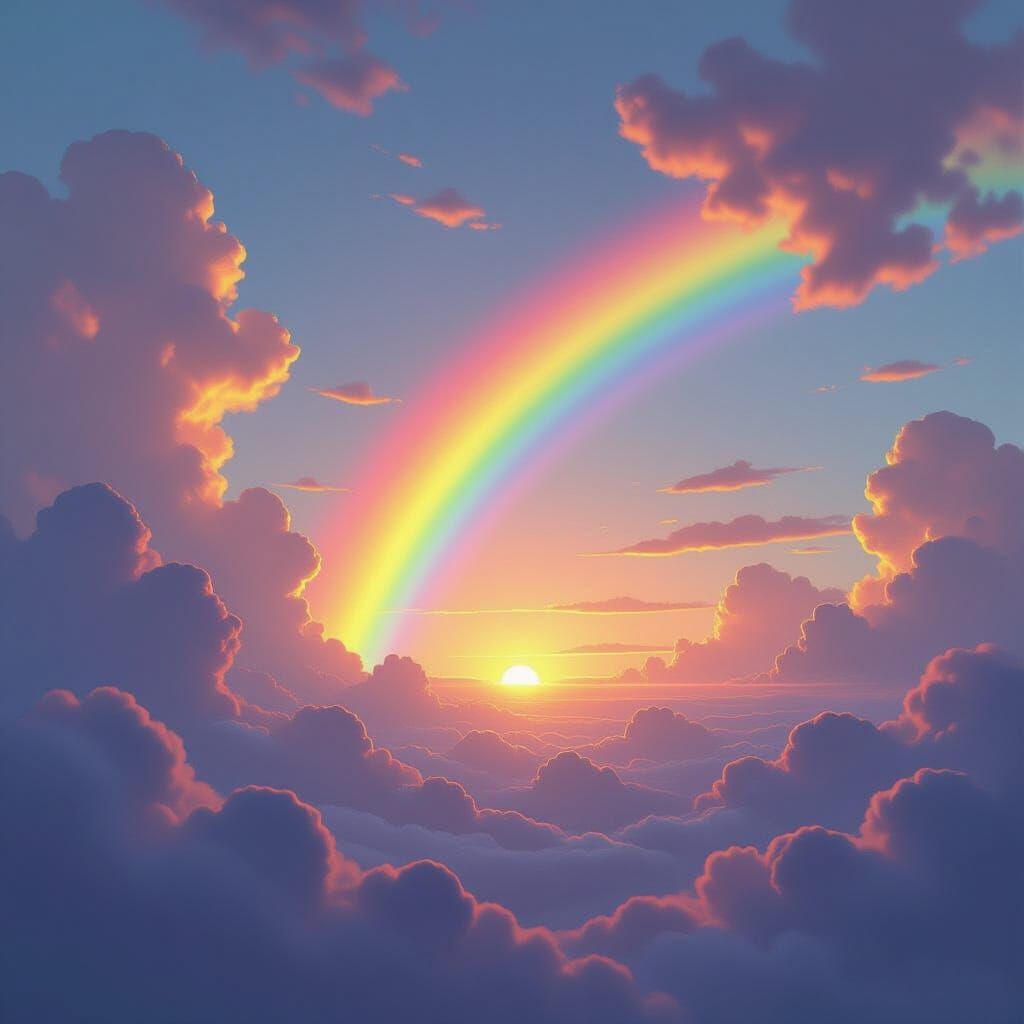 Vibrant Rainbow Sky Digital Matte Painting