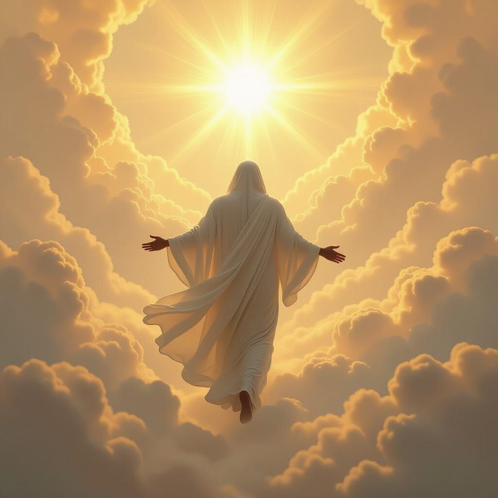 Soul Ascending to Heaven in Ethereal Light