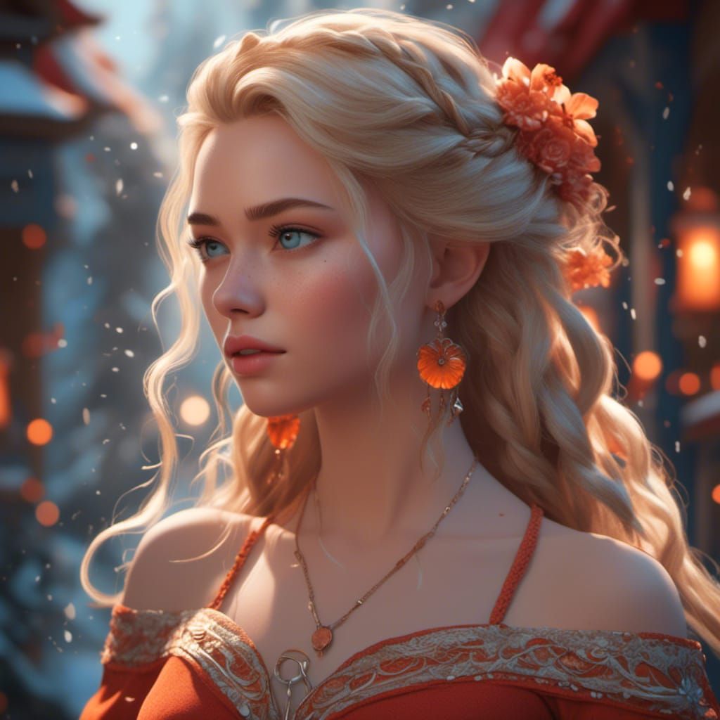 Fantasy Princess with Braids in Retro Anime Style