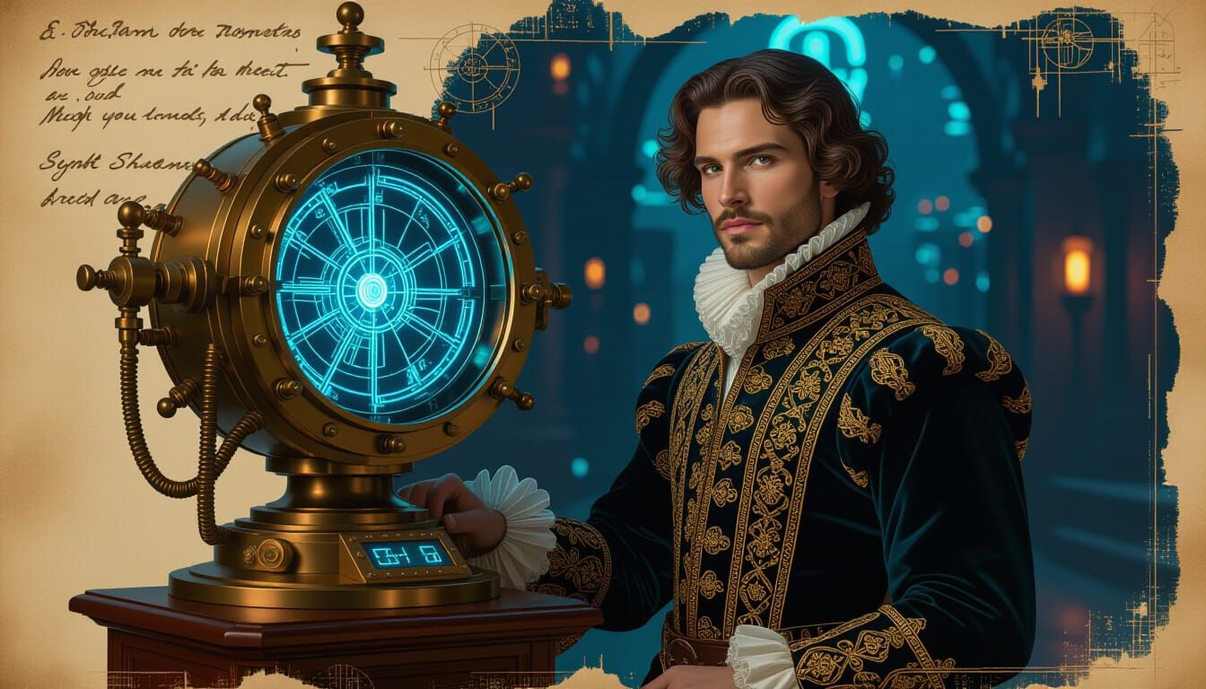 Renaissance Time Traveler in Da Vinci Style