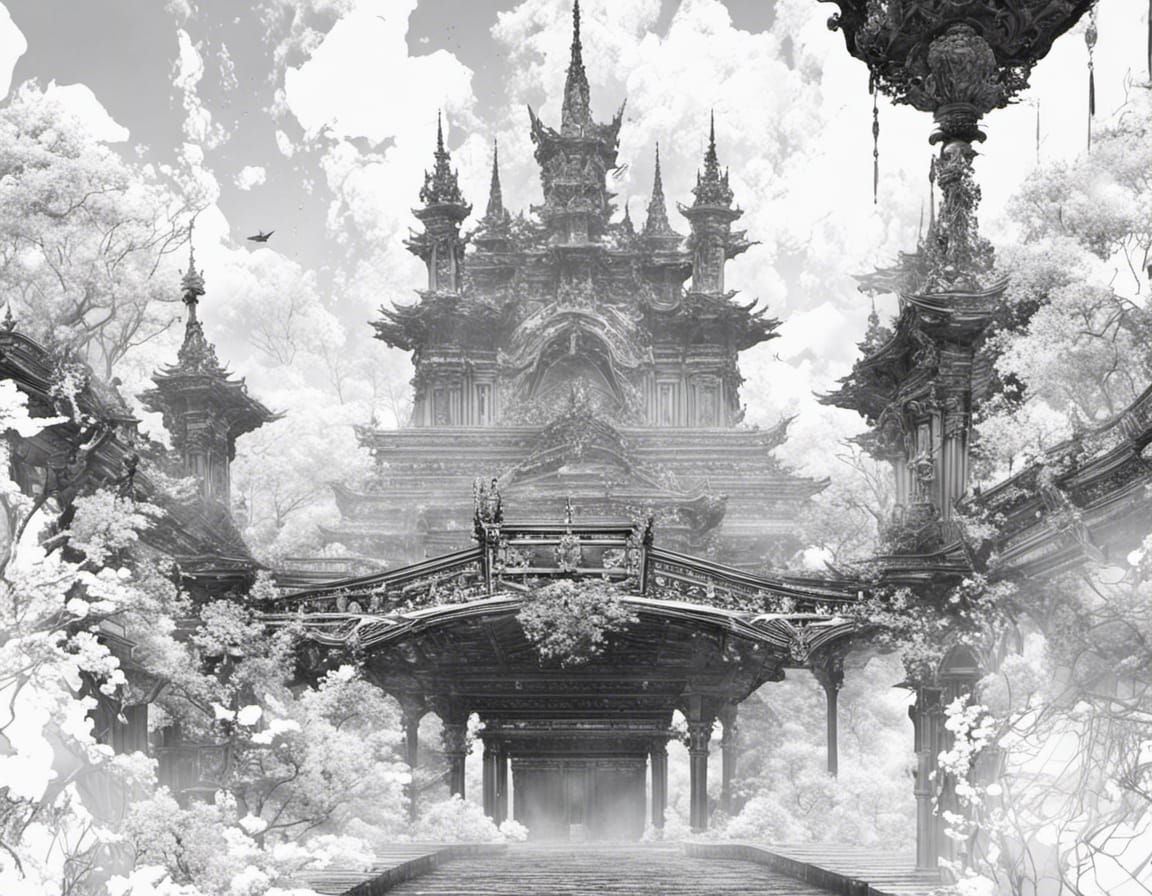 Stardust Cloud Bridge in Inkblot Art Style