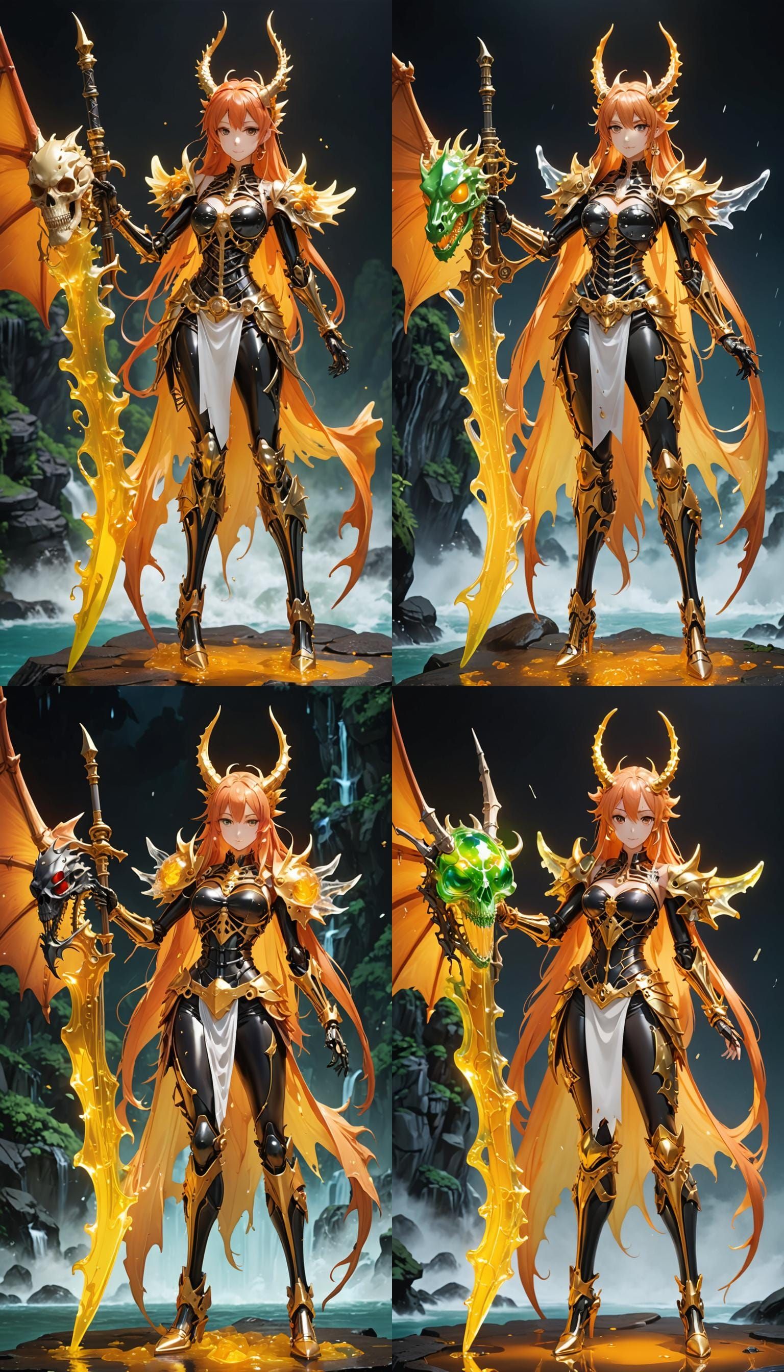 Rainbow Dragon Girl with Metal Skeleton