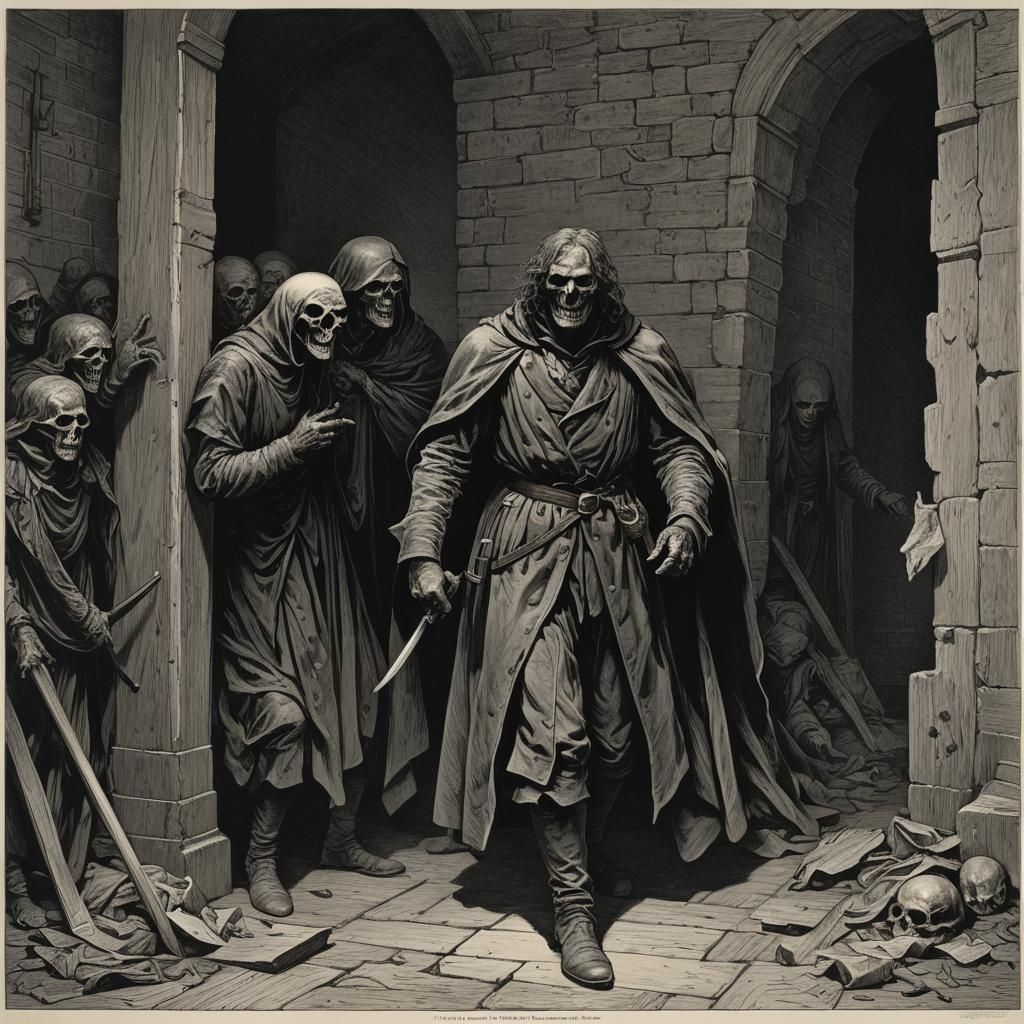 Horror Murder Scene in Doré Style