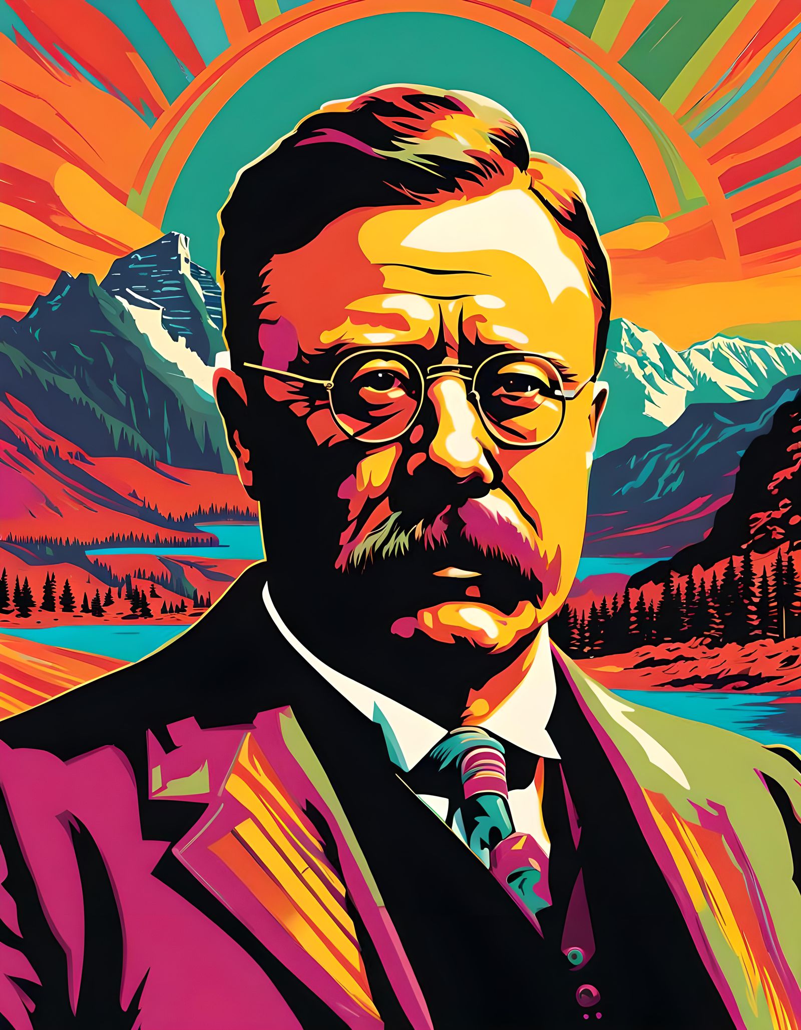 Theodore Roosevelt Portrait in Funk Art Style