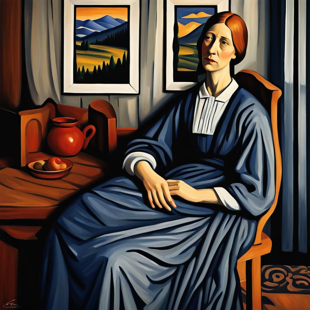 Whistler's Mother in Style of Oscar Bluemner