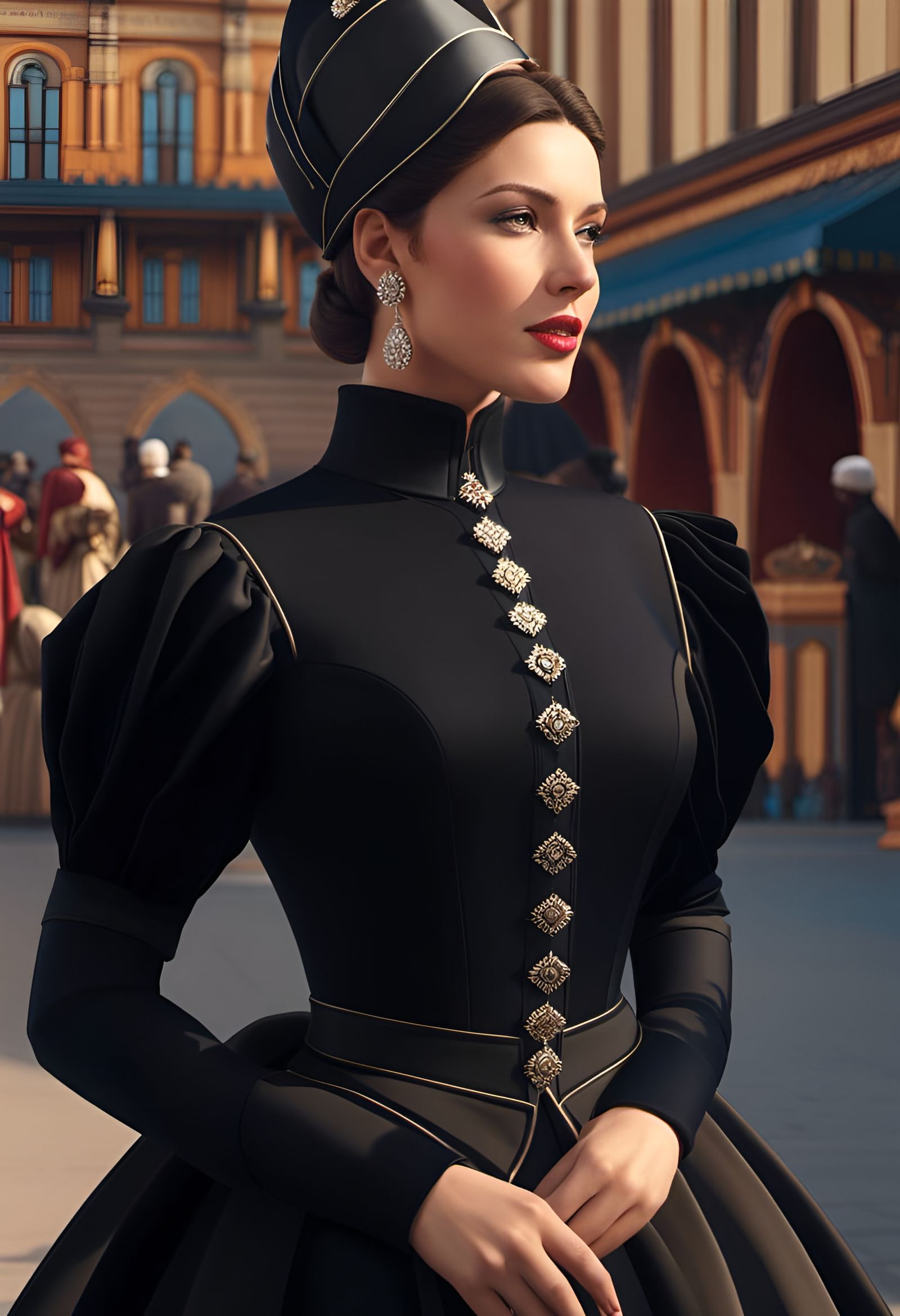 Victorian Woman in Modest Dress: Classical Portrait