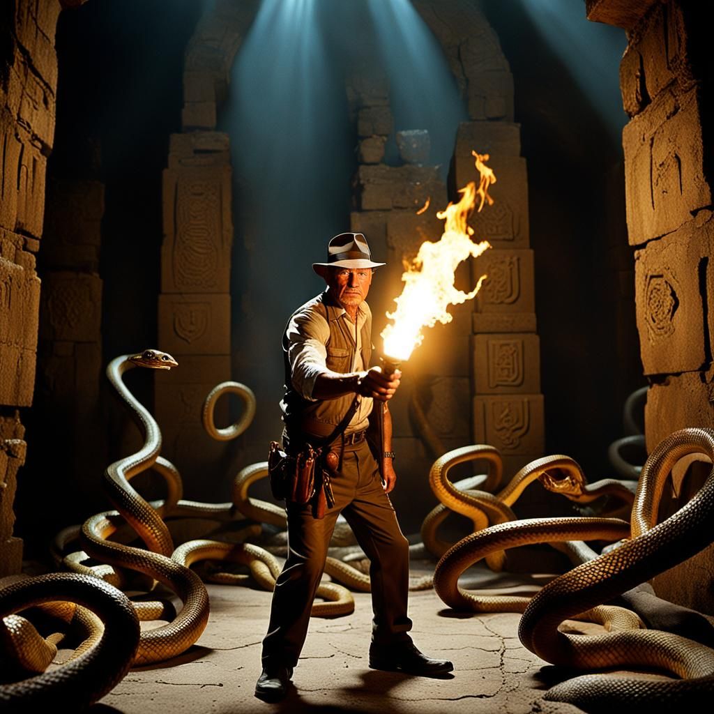 Indiana Jones in Snake Pit, Cinematic Still