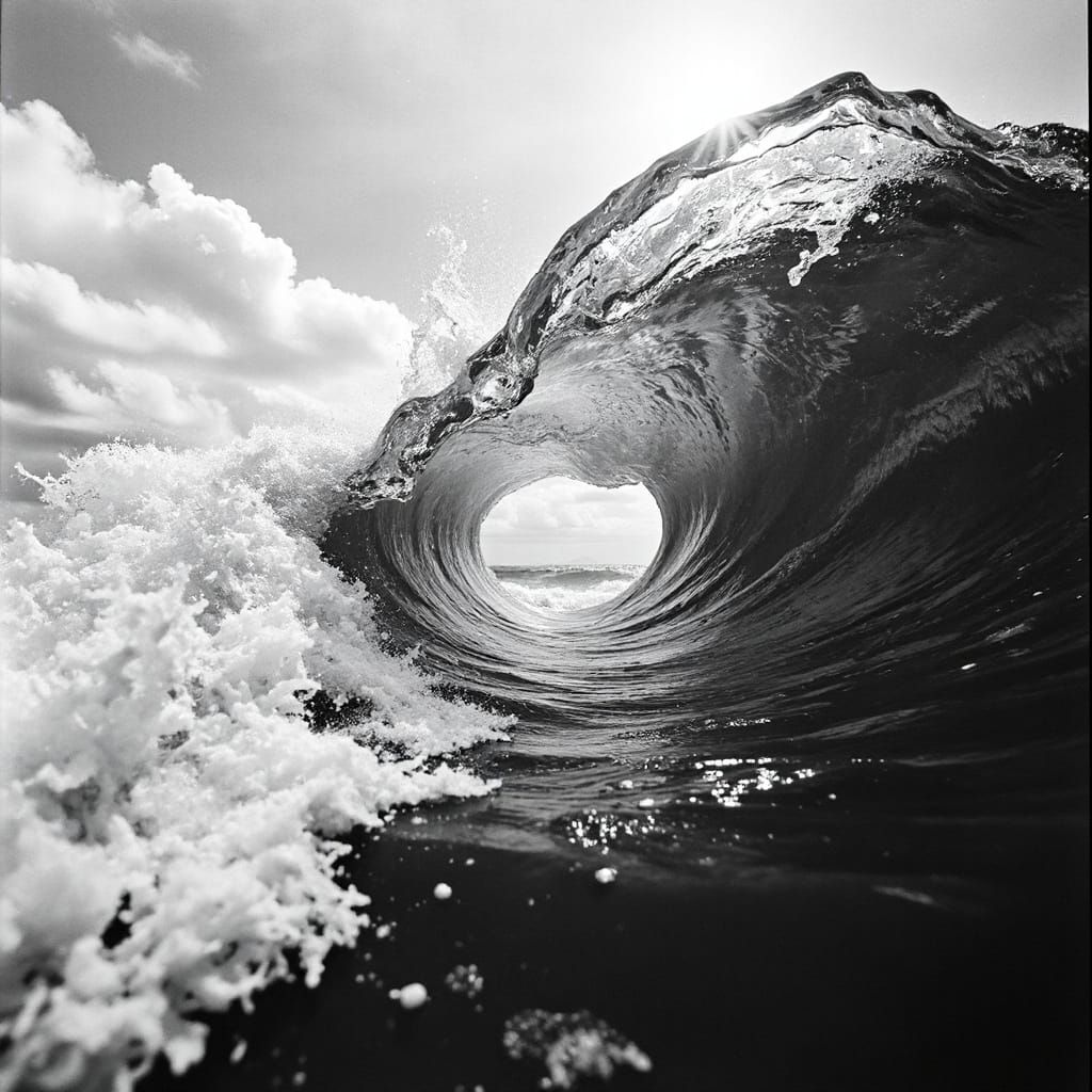 Surreal Ocean Wave: Life and Death in Motion