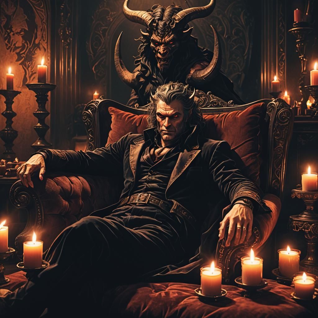 Asmodeus Reclining: A Dark Fantasy Illustration