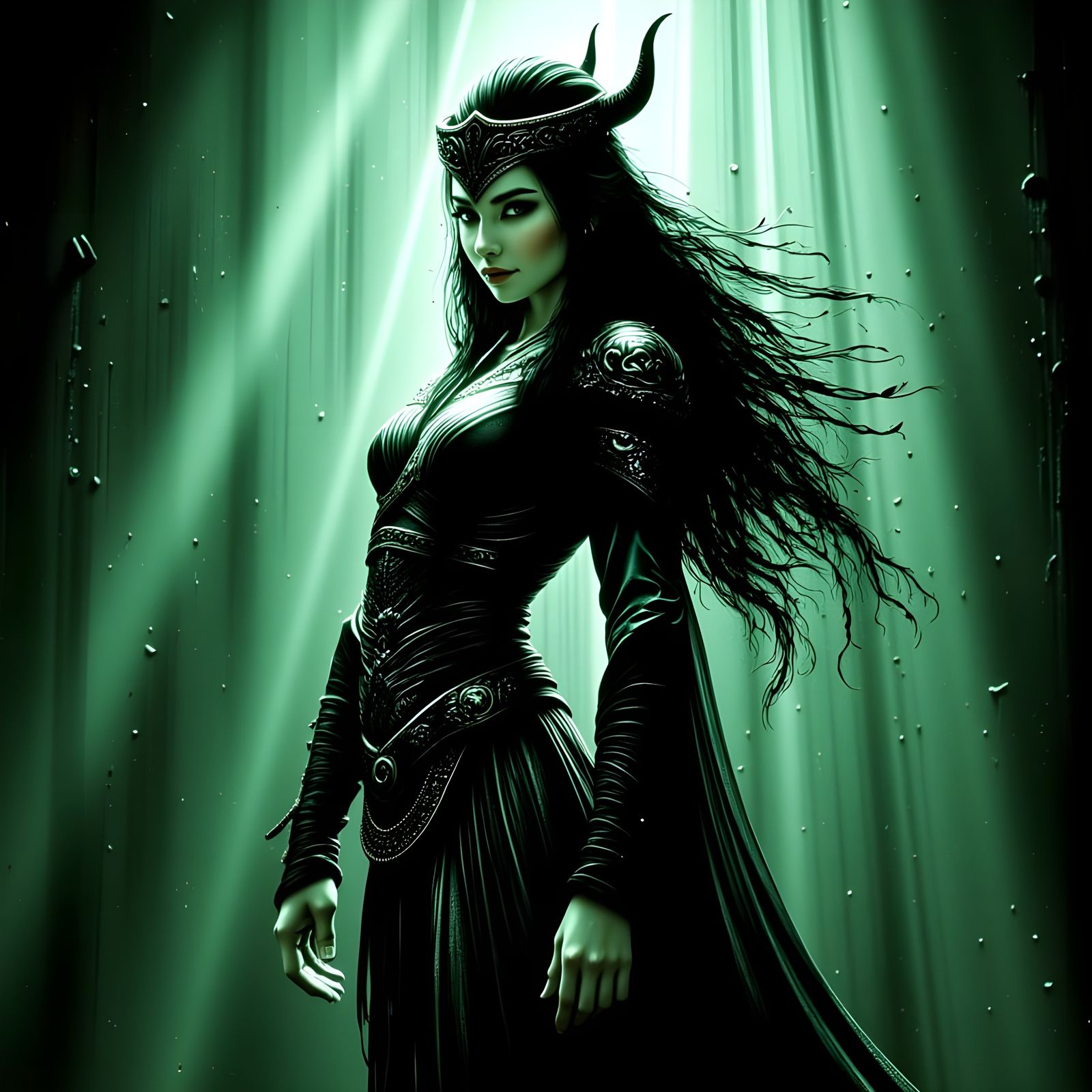 Norse Goddess of Beauty in Backlit Black Paint