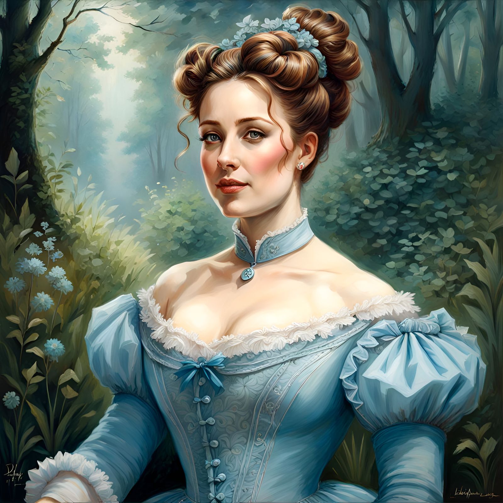 Elegant Victorian Lady in a Mystical Garden
