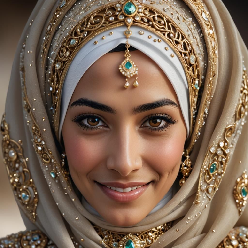 Stunning Arabic Woman in Traditional Dress: Photorealistic P...