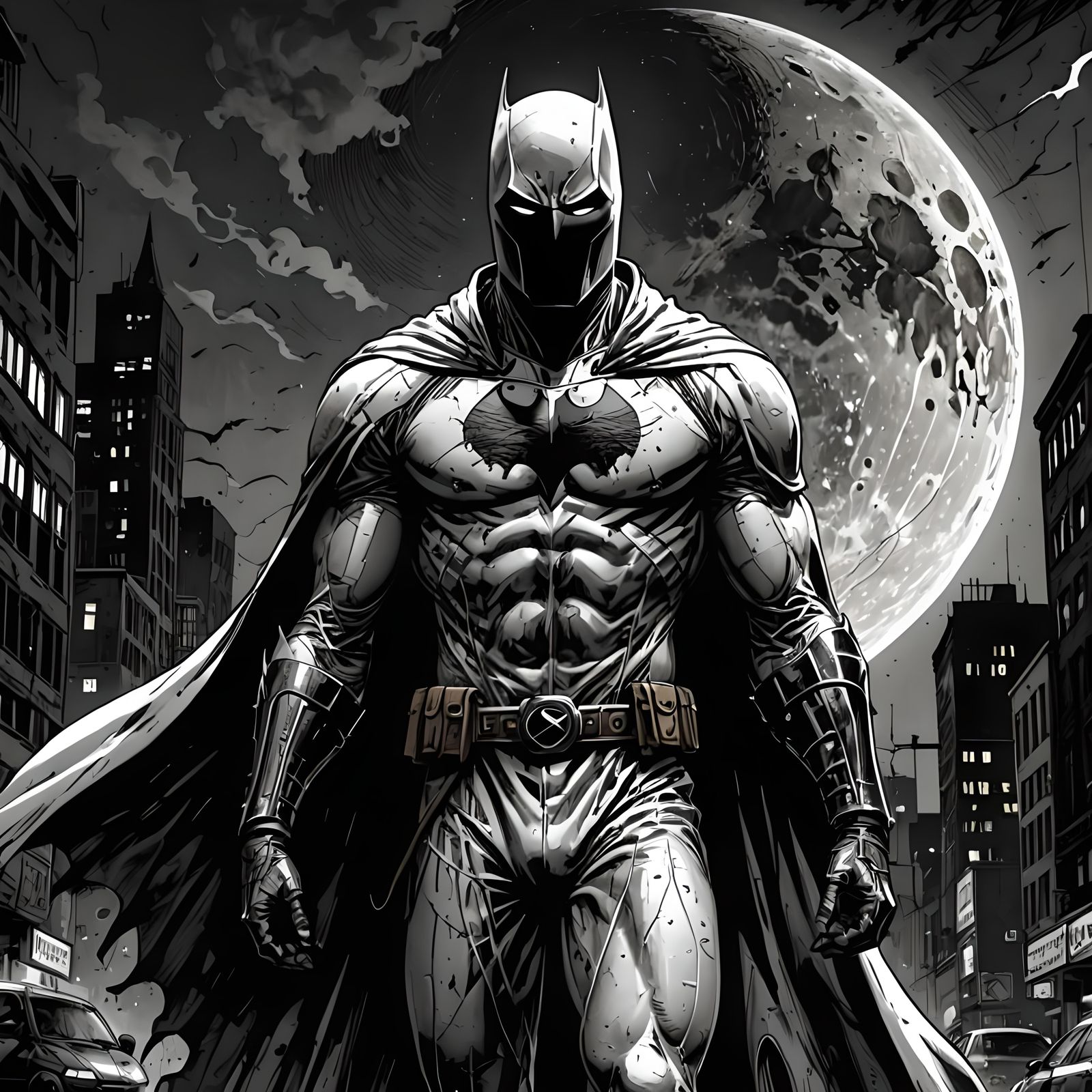 Moon Knight in Comic Noir Expressionism