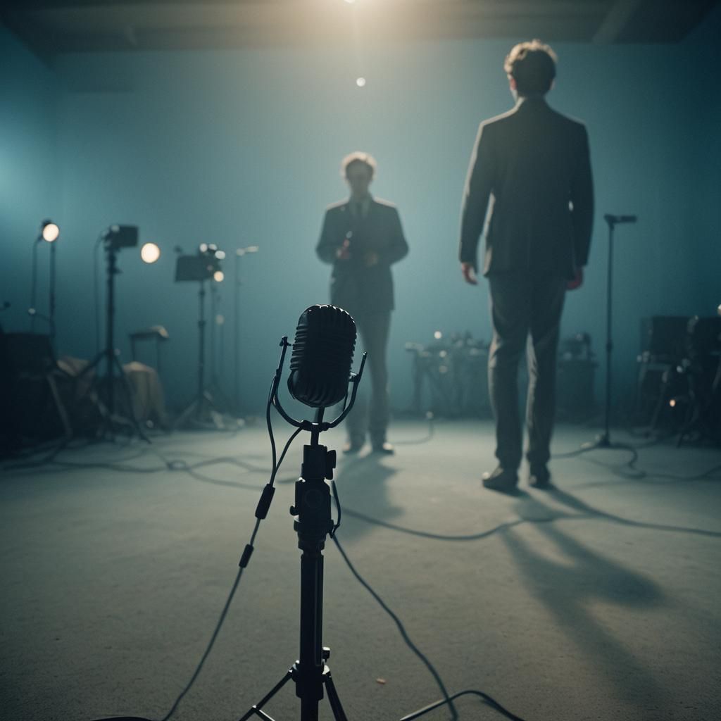 Dramatic Film Still of Figure Behind Camera