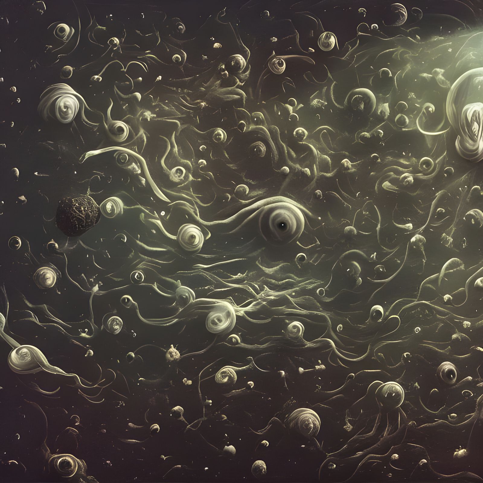 Surreal Cyborg Squid in Trashed Retro-Tech Environment