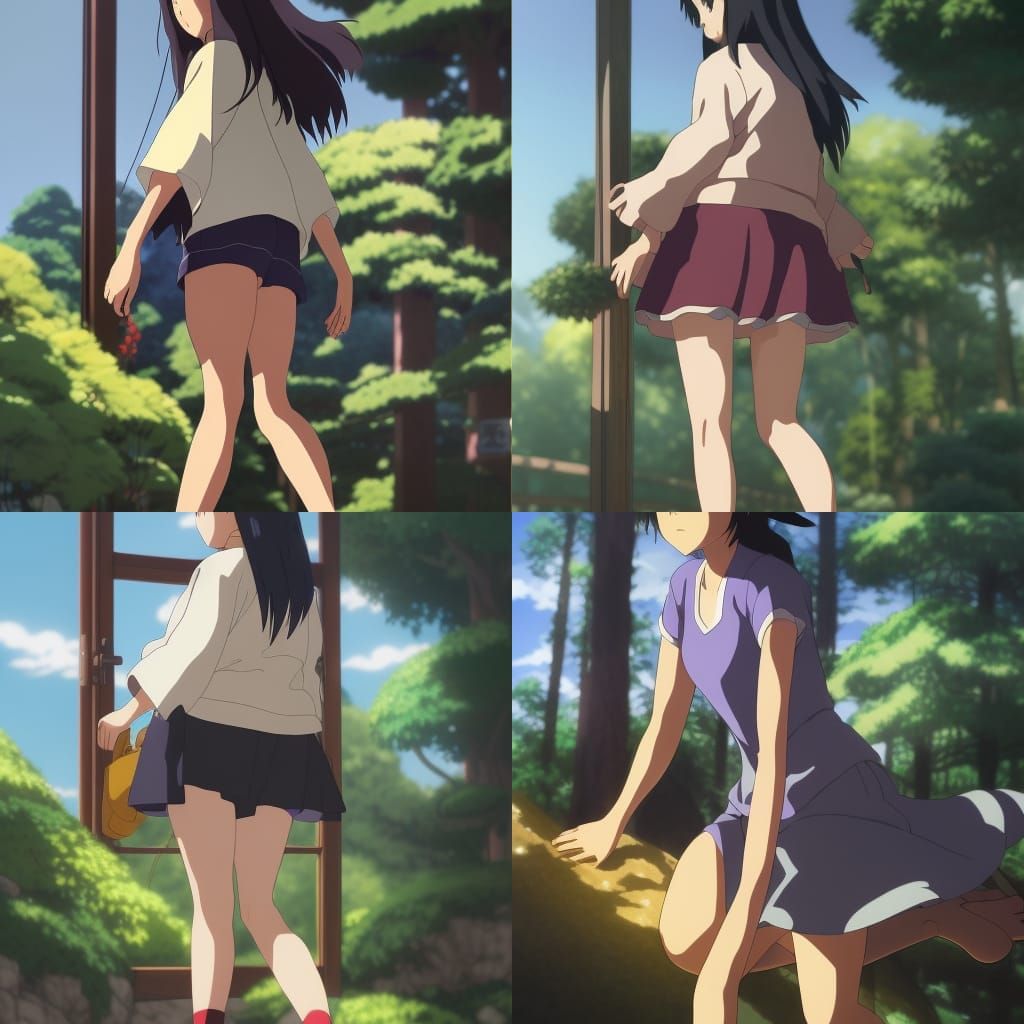 Anime Character with Thick Thighs in Ghibli Style