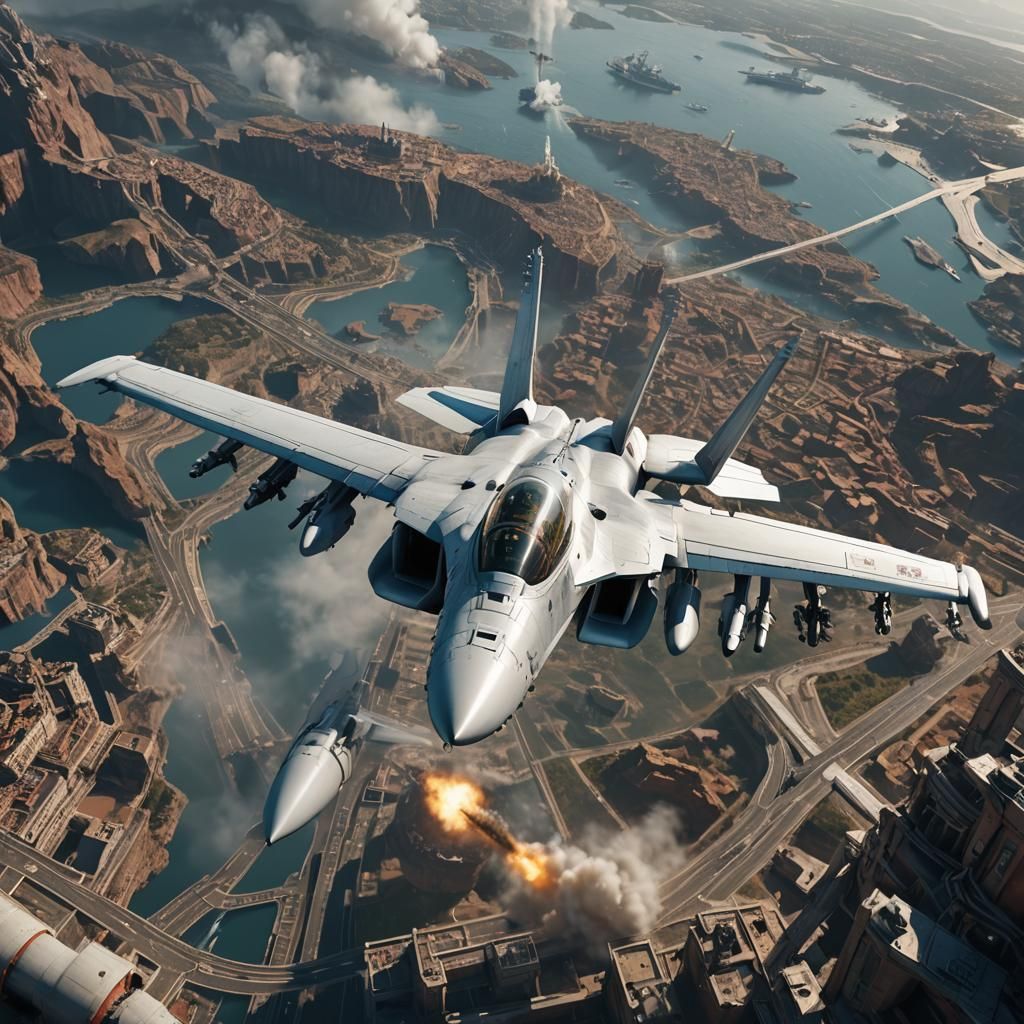 Pope Piloting F18 Super Hornet in Detailed Painting