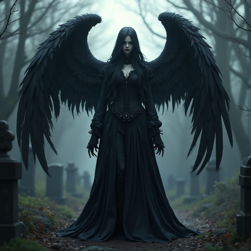 Gothic Angel of Death in Dark Victorian Aesthetic