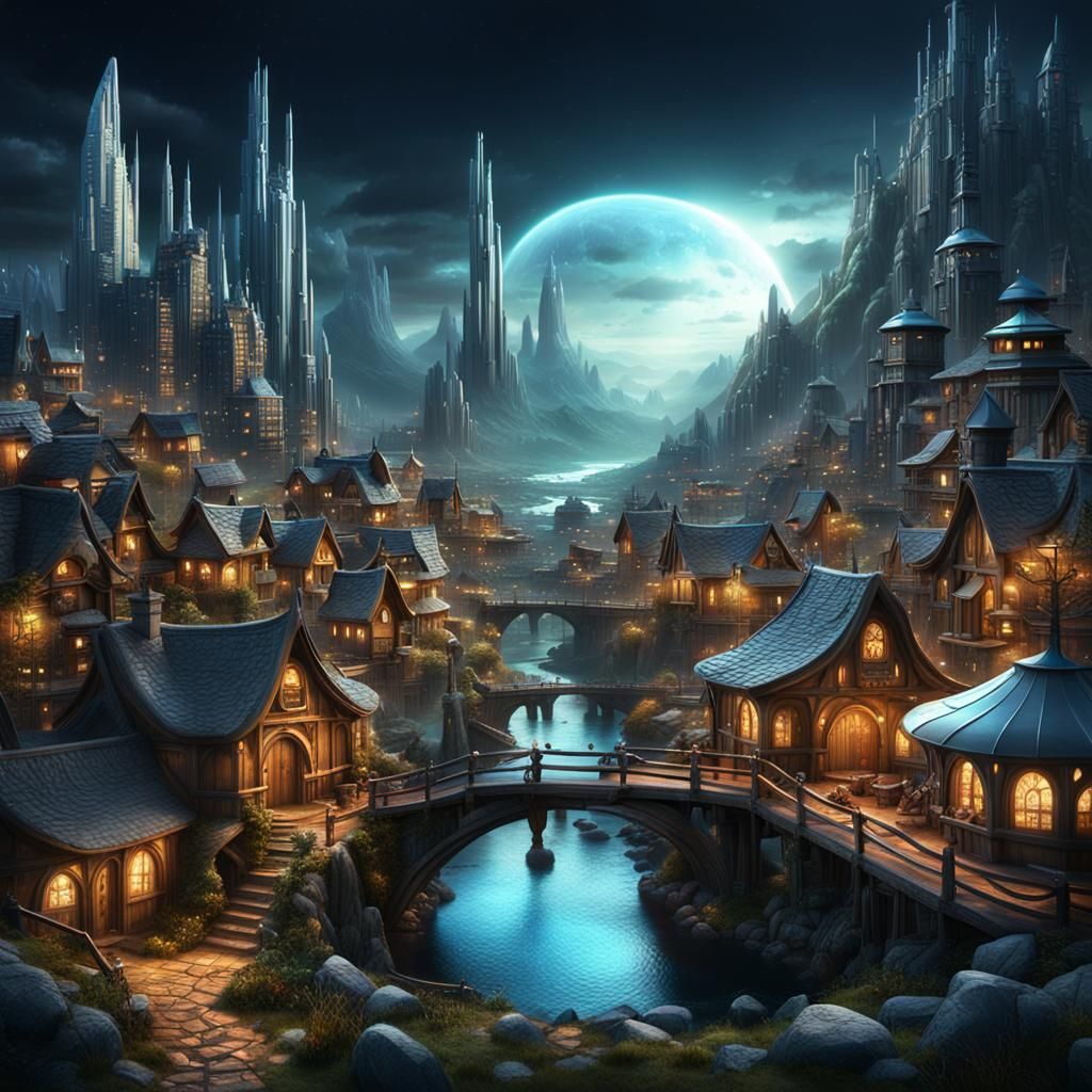 Futuristic City Meets Hobbit Village: A Digital Matte Painti...