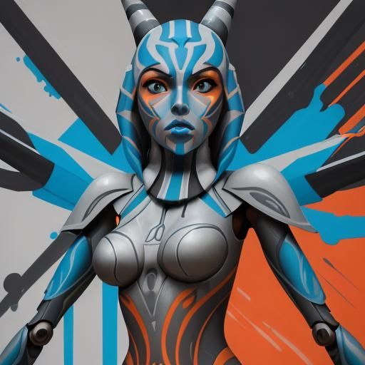 Ahsoka as Graffiti Art With Robotic Arms