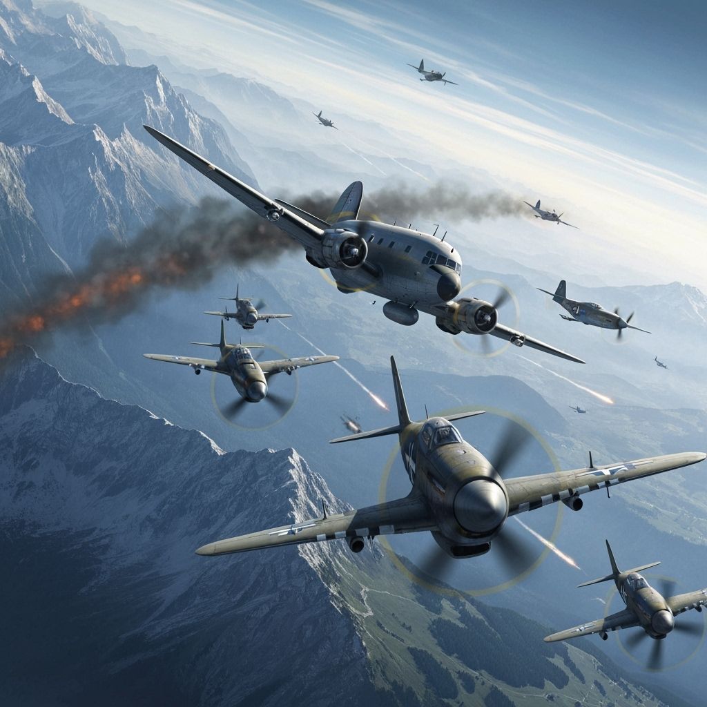 A desperate C-47 tries to escape the deadly BF-109’s trying ...