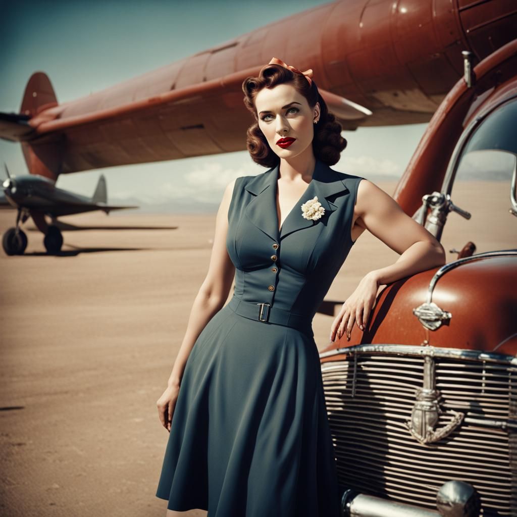 1940s Pinup Girl in Cinematic Style