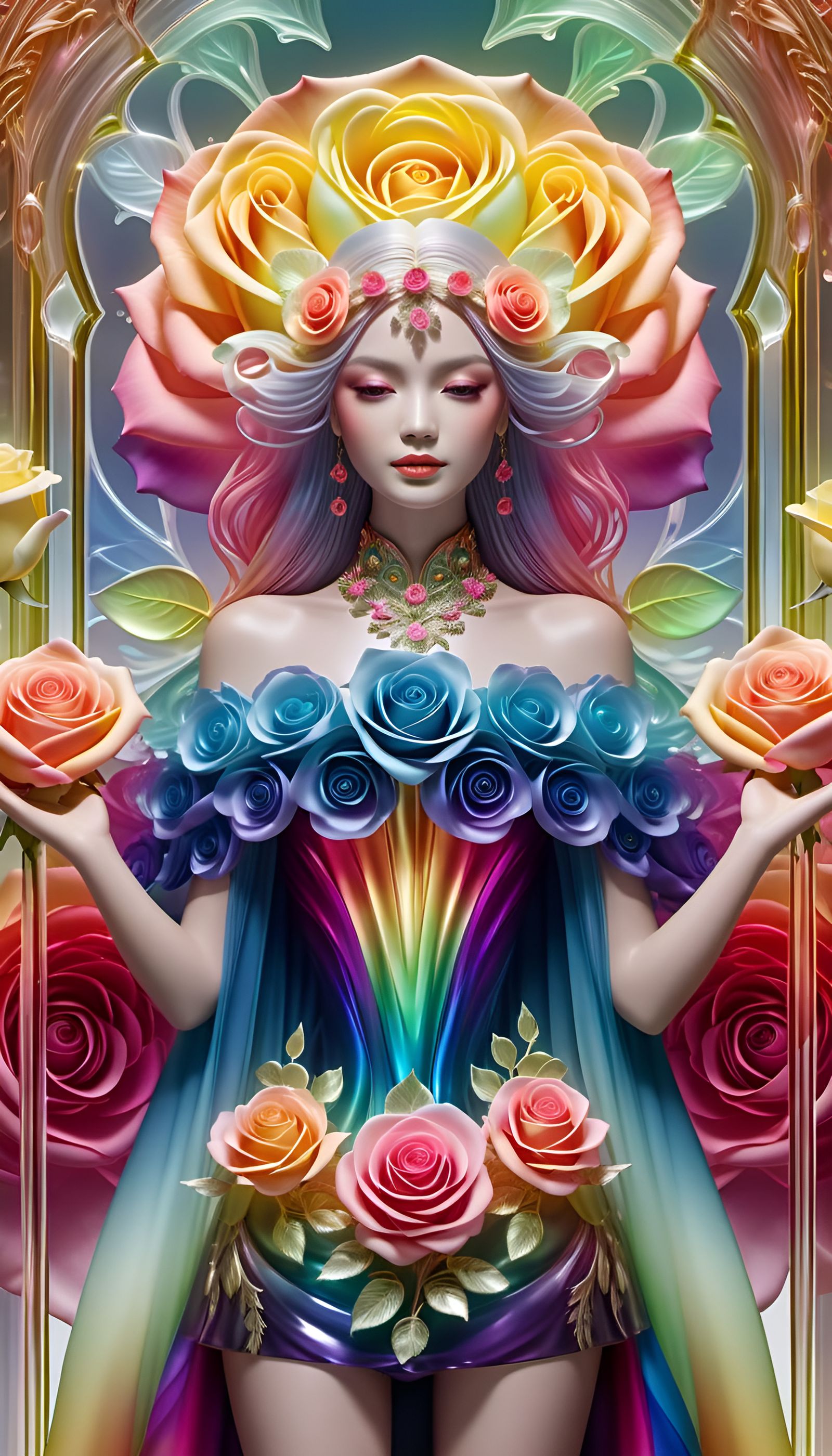 Art Deco Rainbow Rose in Galacticscape