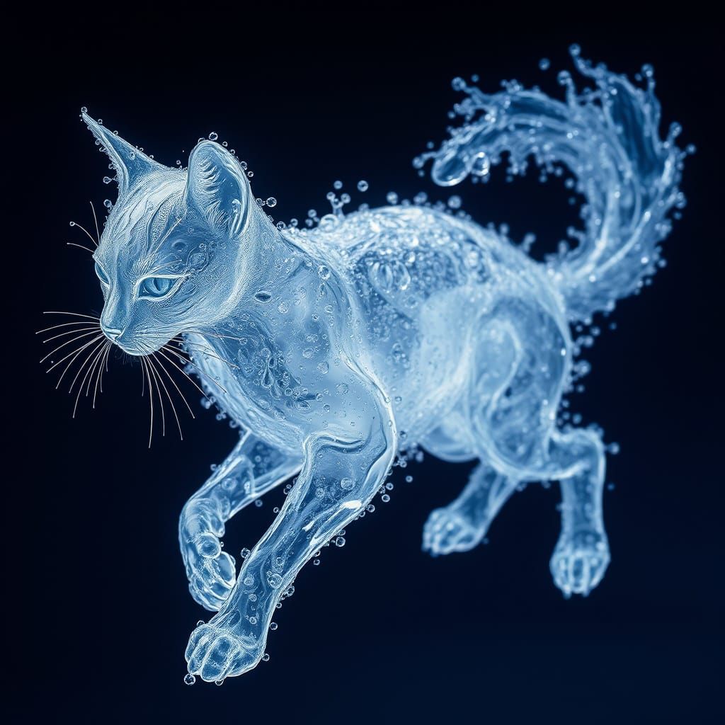 Regal Water Feline in Dreamlike Surrealism
