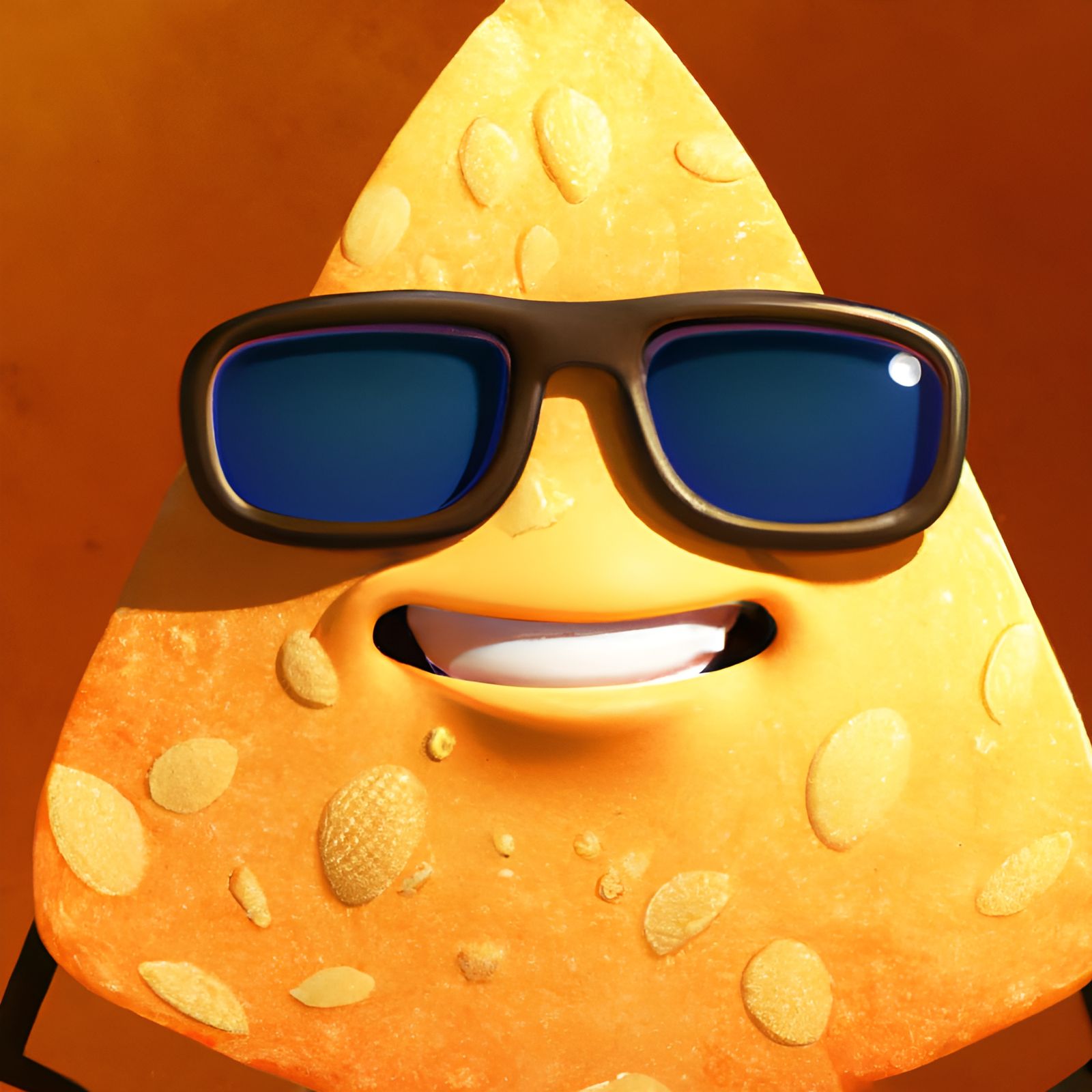 Tortilla Chip Character in Sunglasses: Pixar-Style Illustrat...