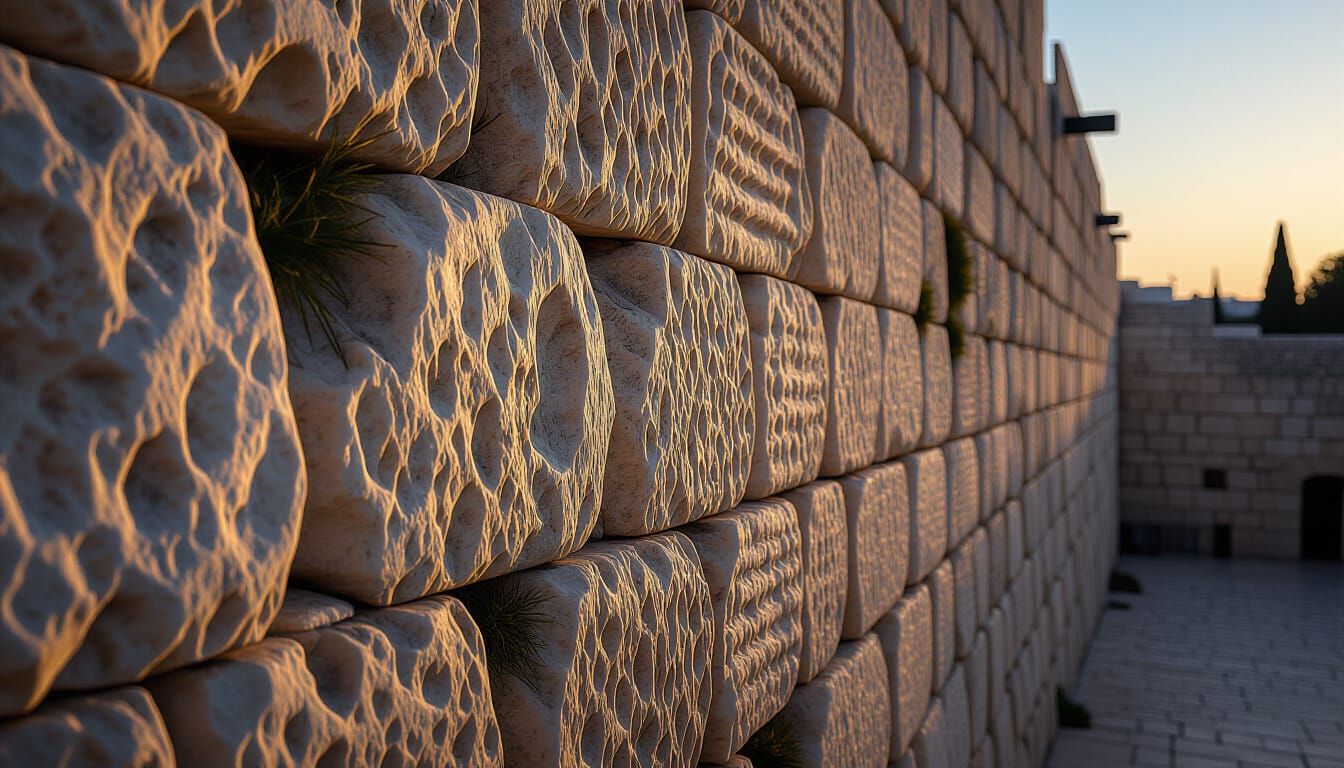 Western Wall Stones Illuminated in Impressionist Style