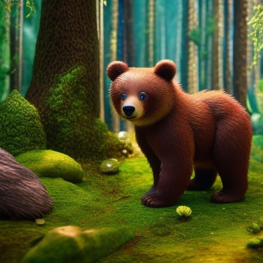 Enchanted Forest: Cute Chibi Bear Cub Portrait
