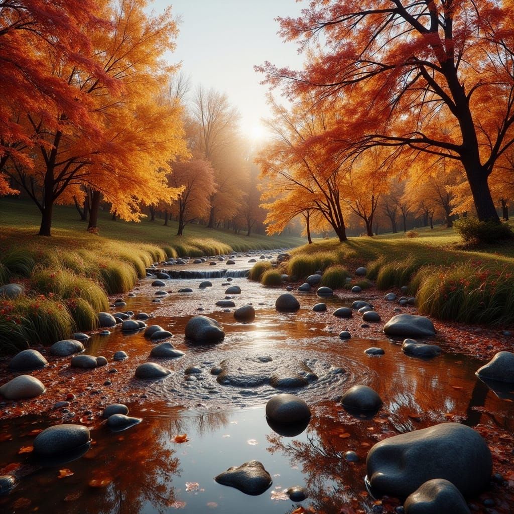 Vibrant Autumn Foliage in Dreamy Enchantment Style