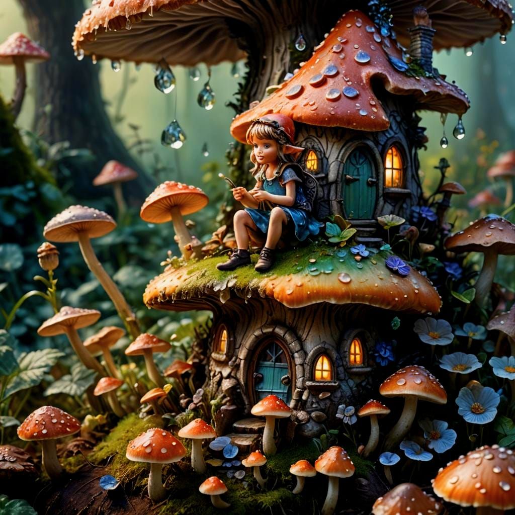 Fairy on Mushroom: Hyperrealistic Candy Art
