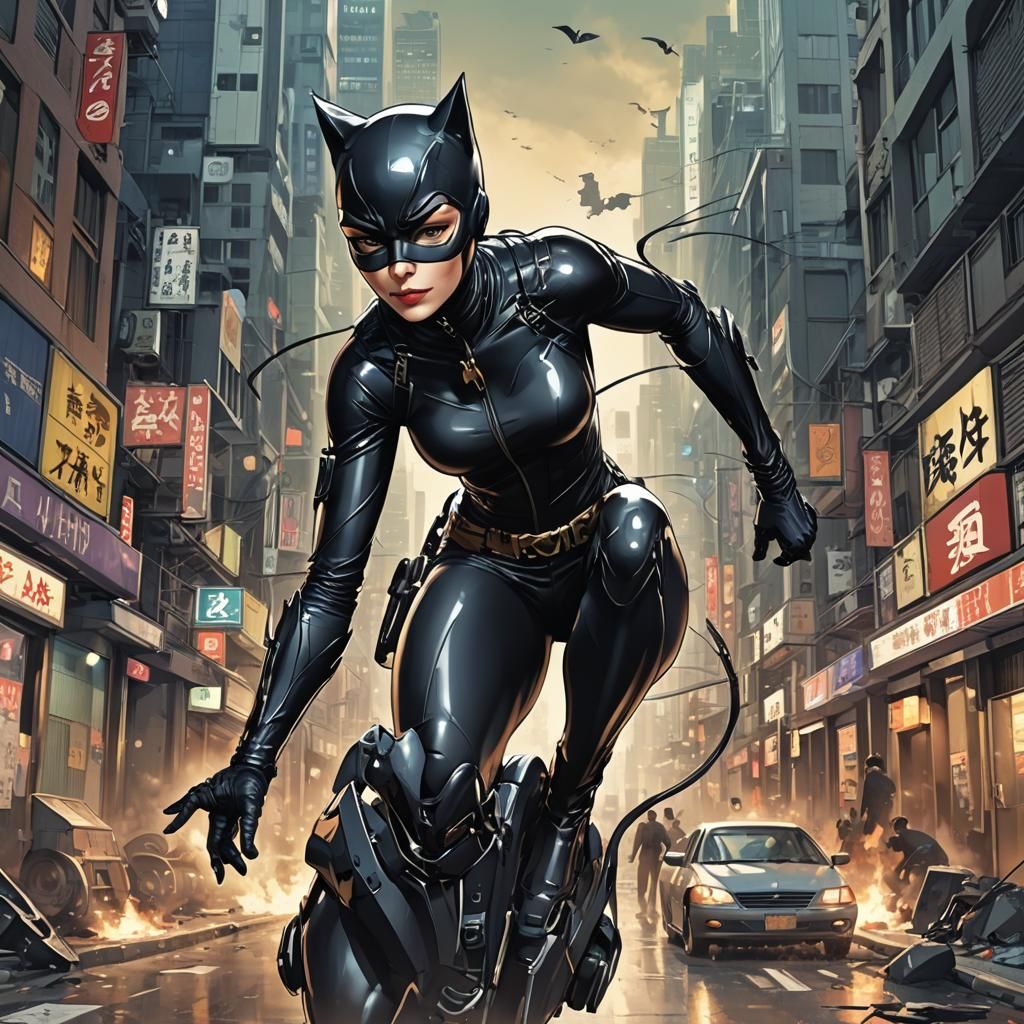 Catwoman in Anime Key Visual Style