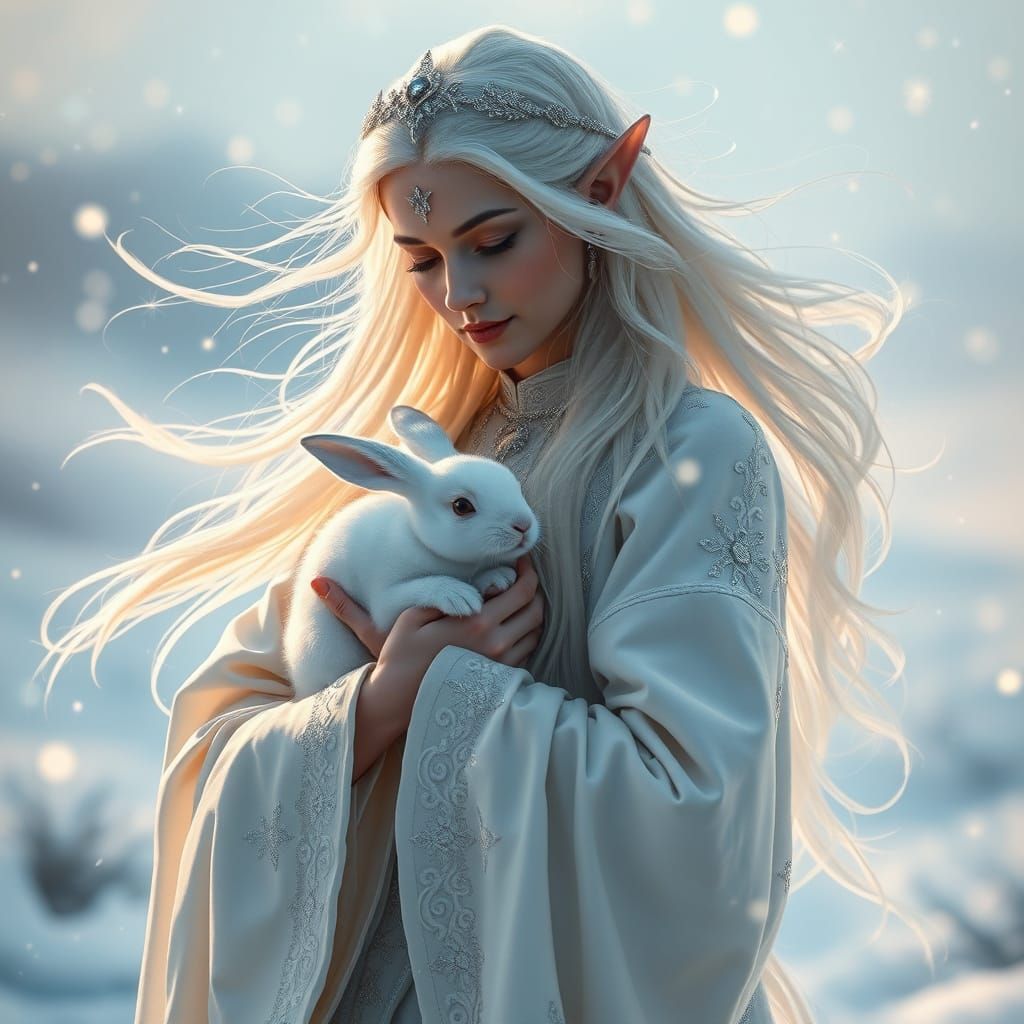 Regal Elf Queen in Winterfell-Inspired Landscape