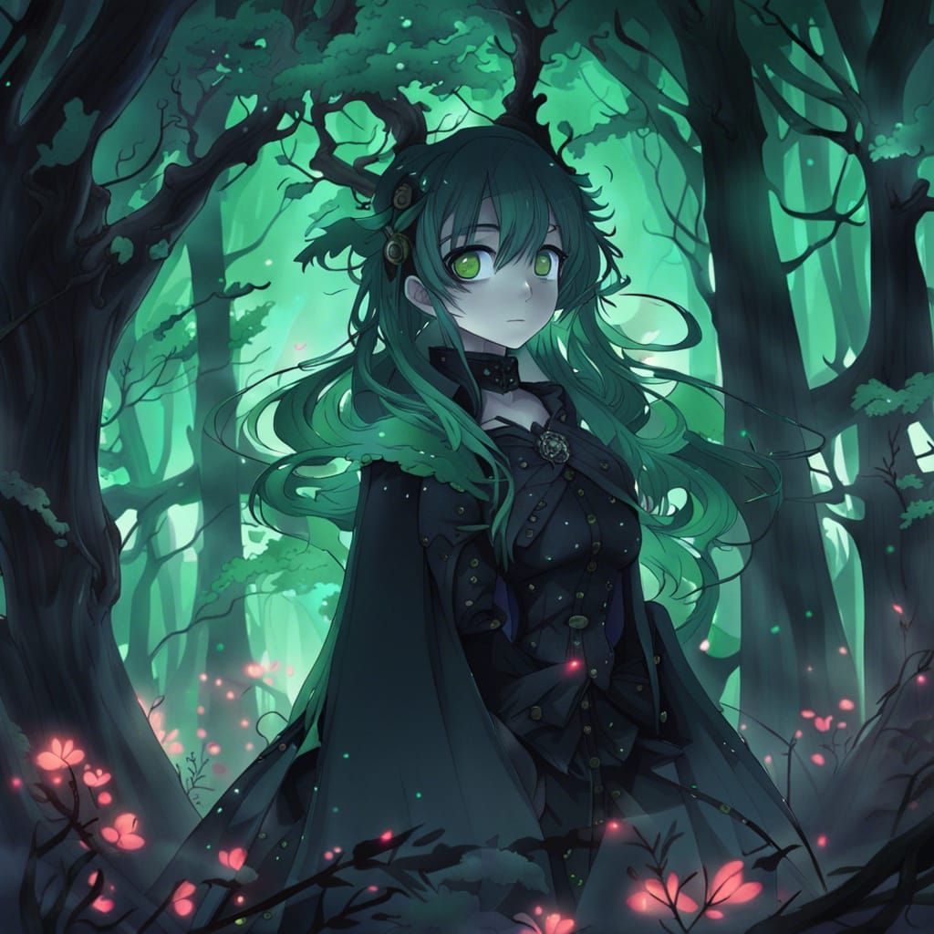 Misty Gothic Forest in Anime Style