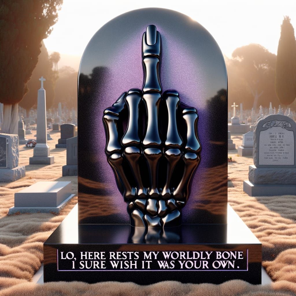 Humorous Tombstone with Extended Middle Finger