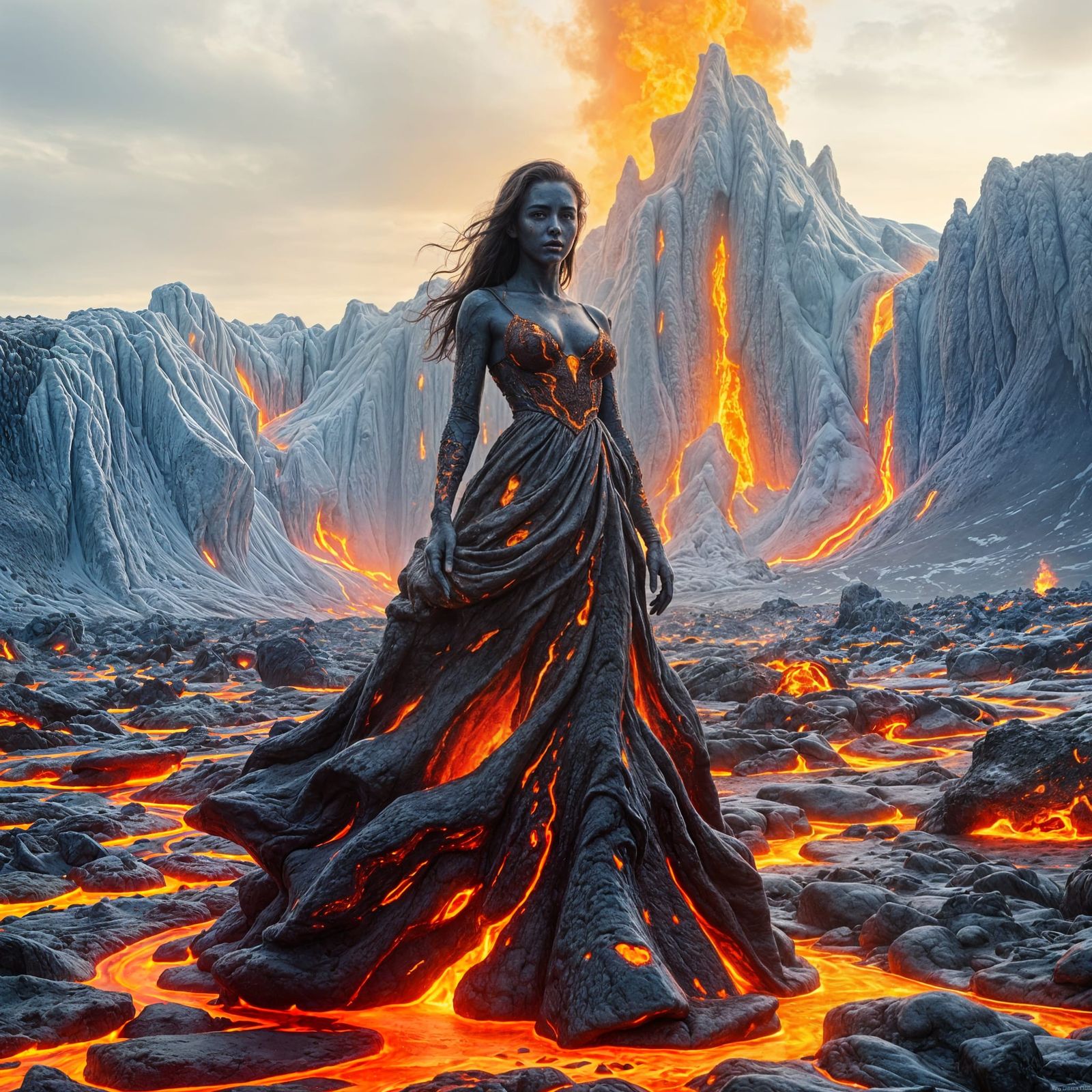 Lava Woman in Iceland: Hyperrealistic Digital Art