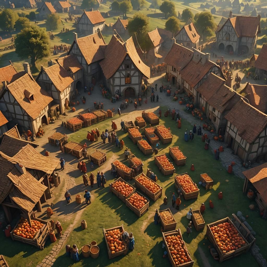Medieval Apple Harvest Festival Concept Art