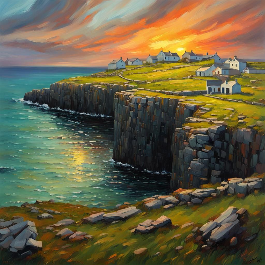 Aran Islands Sunset: Impressionist Oil Painting