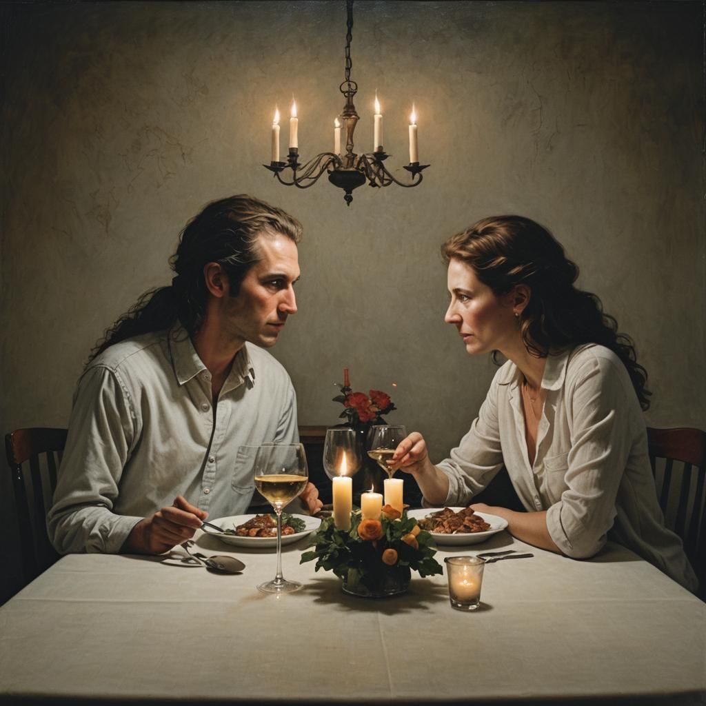 Romantic Candlelit Dinner in Dan Witz Style